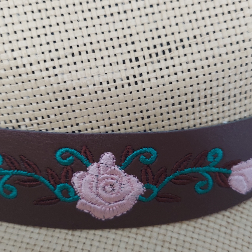 Embroidered Floral Tan Cowgirl Western Hat Size OS Festivals Concerts Vacation - Picture 5 of 14